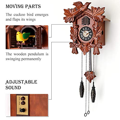 Small Cuсkoo Cloсk with Hand Carved Birds, Weights and Swinging Pendulum (Cherry)
