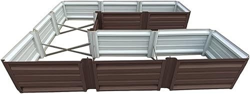 Planter Box Direct - Maceta de metal en forma de U de 108 x 108 x 18 pulgadas  Cama de jardín elevada de metal duradero en acero Galvalume  Colores