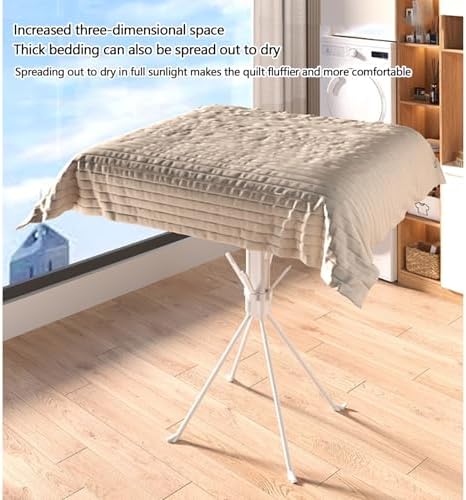 Foldable Clothes Drying Rack, Portable Retractable Drying Stand for Indoor/Outdoor Use, Space-Saving Laundry Rack（White,132cm）