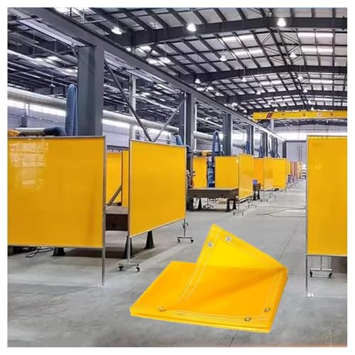 GZHERVICES Transparent FR Vinyl Welding Screen, Yellow Vinyl Welding Curtain w/Grommets All Around, Without Frame(Yellow-1.5mm,1.8x3m)