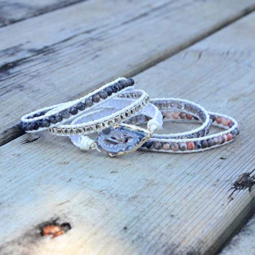 Image of Boho Wrap Bracelet for Women, Handmade Natural Imperial Jasper Multi-Layer Stone Beaded Bracelet, Bohemian Healing Crystal Stone Jewelry Gifts