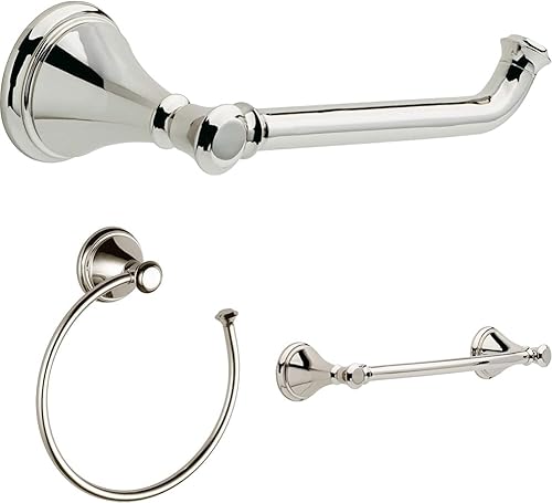 Delta Faucet Cassidy - Soporte para papel higiénico montado en la pared, toallero y toallero de 24 pulgadas en níquel pulido