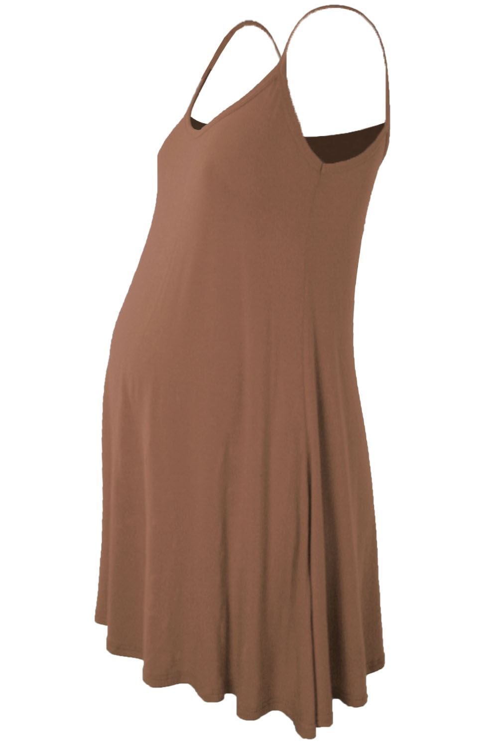 Hamishkane Ladies Maternity Plain Sleeveless Floaty Flare Strappy Swing Cami Dress Top