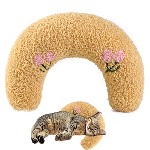 Almofada pequena para gato - Almofada algodão super macio,Brinquedos pelúcia pelúcia em forma U para
