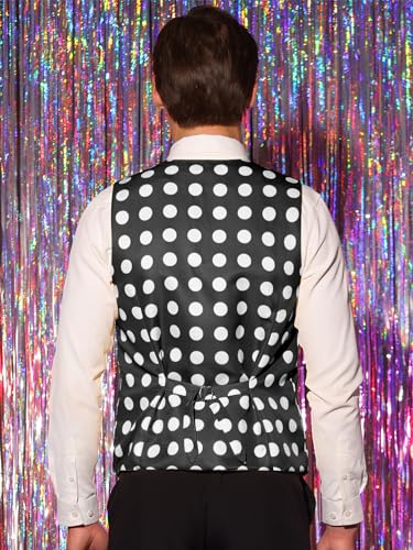 Lars Amadeus Polka Dots Waistcoat for Men's Slim Fit Sleeveless Formal Suit Vest3