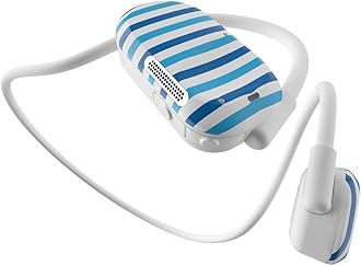 Purity Air Open Ear Headphones - True Air Conduction Wireless Bluetooth Open Ear Earbuds with Dual Mic for iPhone/Android - Secured Long Wearing Comfort, Sports Sweat Resistant (Blue Stripes)