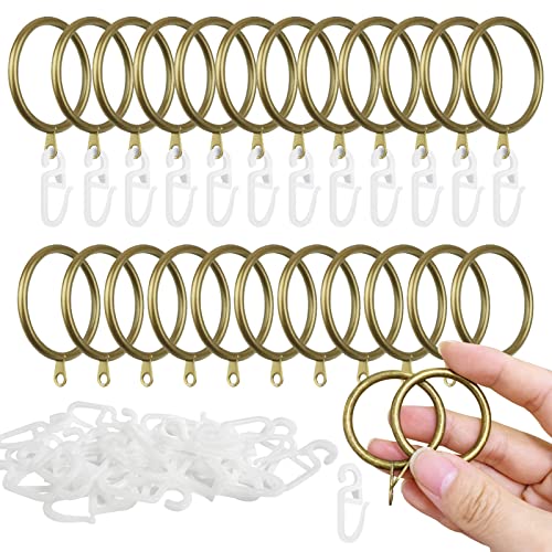 25 anillos de cortina de metal para colgar y 25 ganchos de cortina de plástico, 32 mm de diámetro interior para cortina de ventana, cortina de ducha Cover