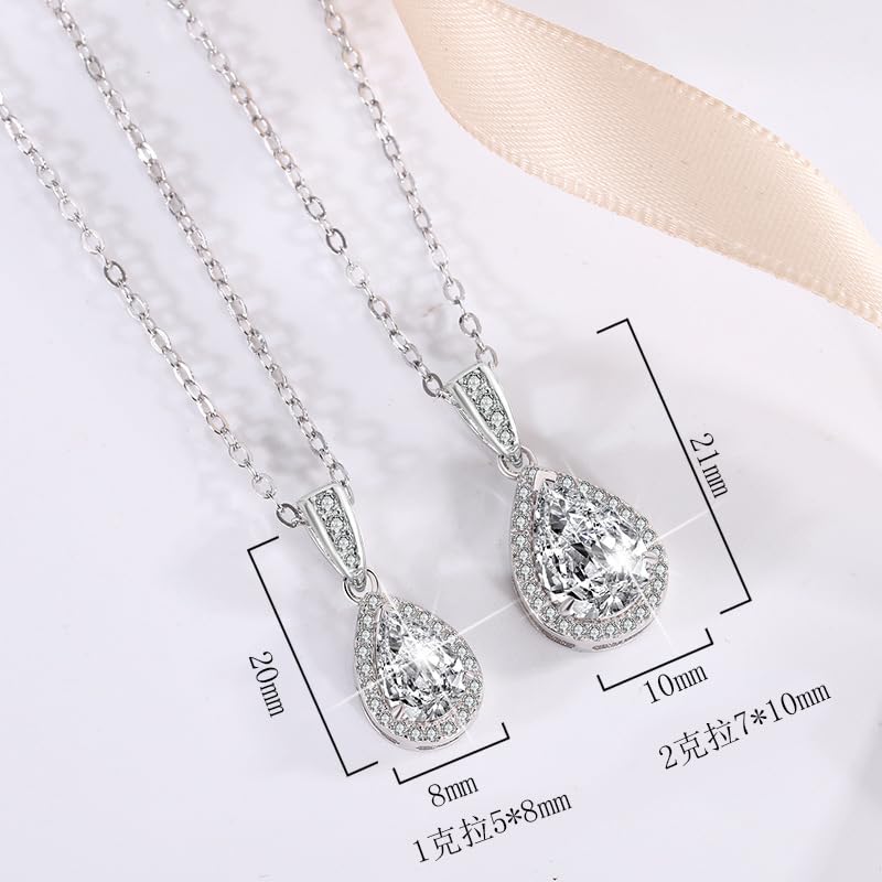 1-2ct Droplet Moissanite Pendant Necklace for Women Gift S925 Silver 7x10MM Laboratory Cultivated Diamond Jewelry3