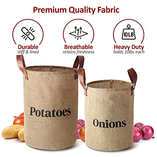 Lined-Burlap-Pantry-Storage-Baskets-For-Potatoes-And-Onions-With-Handles-Set-Of-2-Decorative-Rustic-Farmhouse-Home-Decor-Design-Kitchen-Organization-2-Pack Lined Burlap Pantry Storage Baskets For Potatoes And Onions With Handles Set Of 2 Decorative Rustic Farmhouse Home Decor Design Kitchen Organization 2 Pack