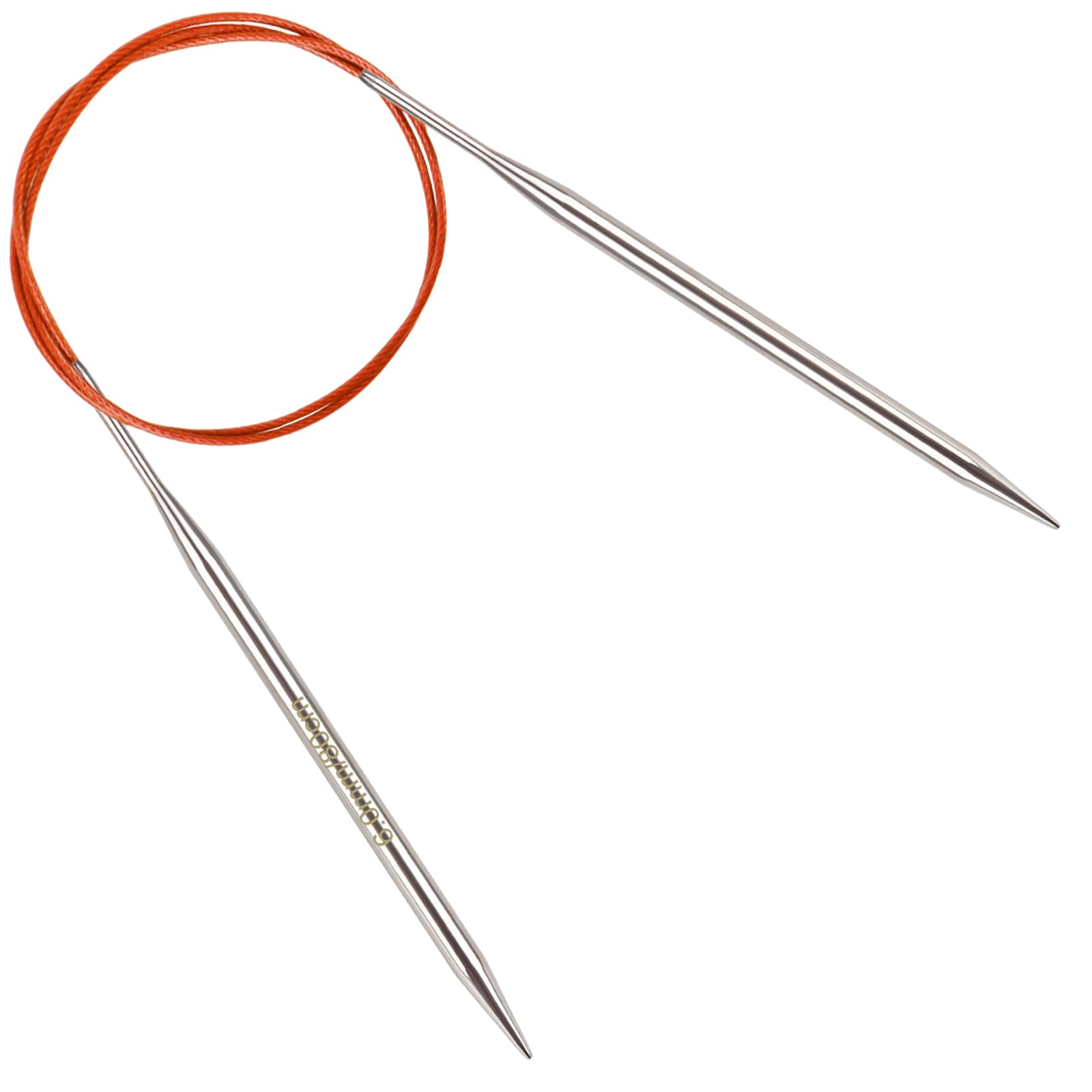 Reessy 6.0 mm Circular Knitting Needles 80 cm Long, Stainless Steel Round Knitting Needle with Flexible Cable, Round Needles with Size Marked, Fixed Circular Knitting Pins for Knit Project