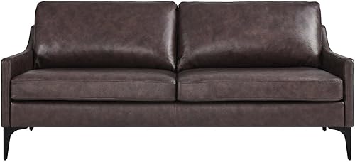 Miniatura 4 de Modway Sofá Corland de cuero y metal de estilo moderno en acabado marrón