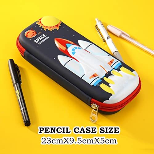 Image of 3D Space Shuttle Pencil Case for Kids Boys, Waterproof Pencil Box with Compartments Pen Pouch