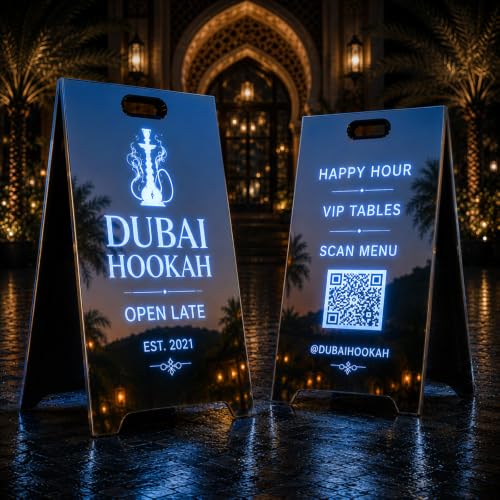Image of Custom LED A-Frame Sign, Illuminated Sidewalk Display with Custom Logo