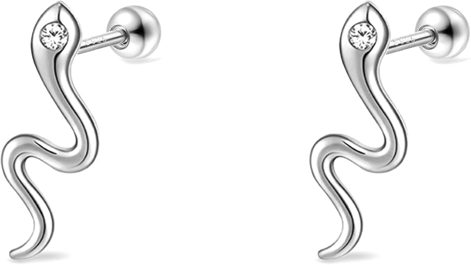 Small Silver Snake Stud Earrings - $6.98