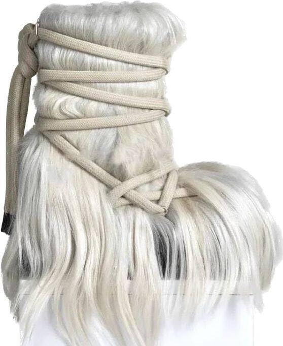 BOOT- Autumn Winter Long Hair Golden Goat Fur Short Boots For Women Laced Up Platform Booties