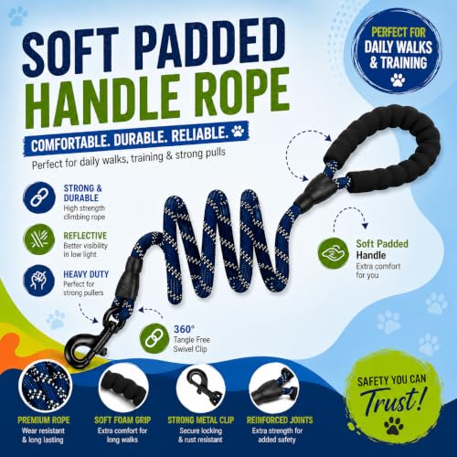 Image of Dog Harness for Medium Dogs | No Pull, Adjustable, Reflective, Harness Leash Combo for 14-23Kg Pets (Blue, Medium)