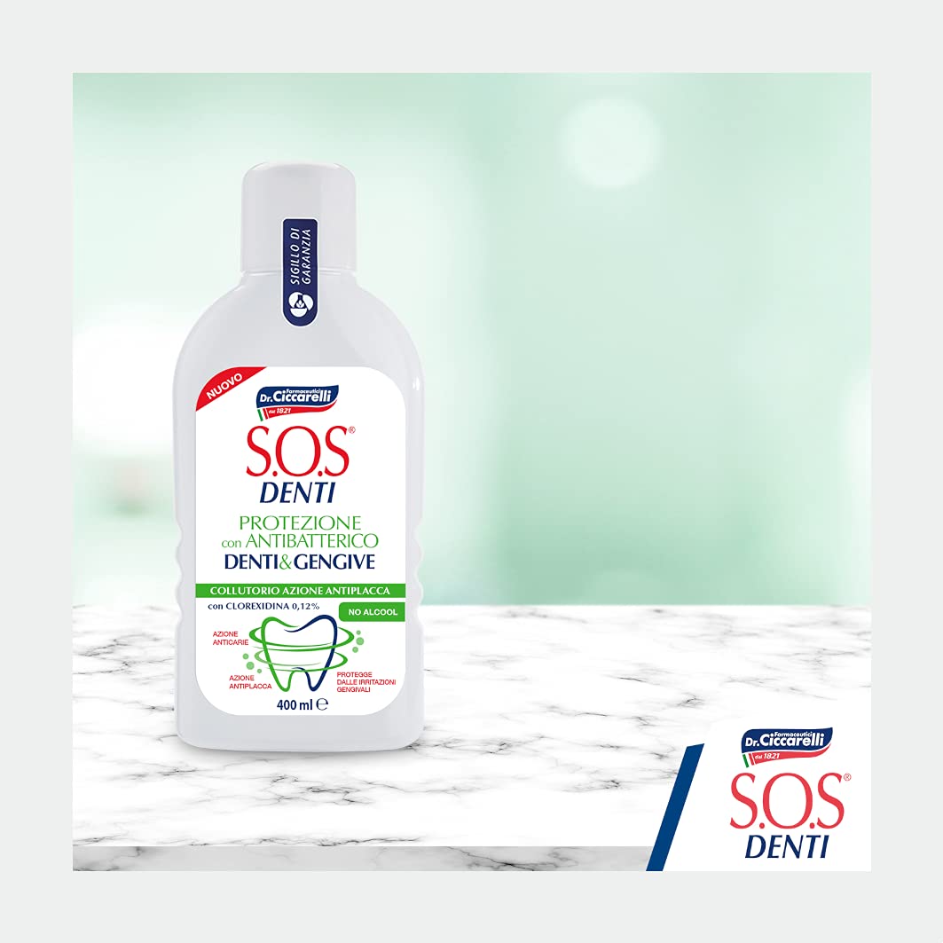 S.O.S Zęby Płyn do płukania jamy ustnej Antybakteryjny Z Chlorheksydyną - 400 Ml - 400 ml