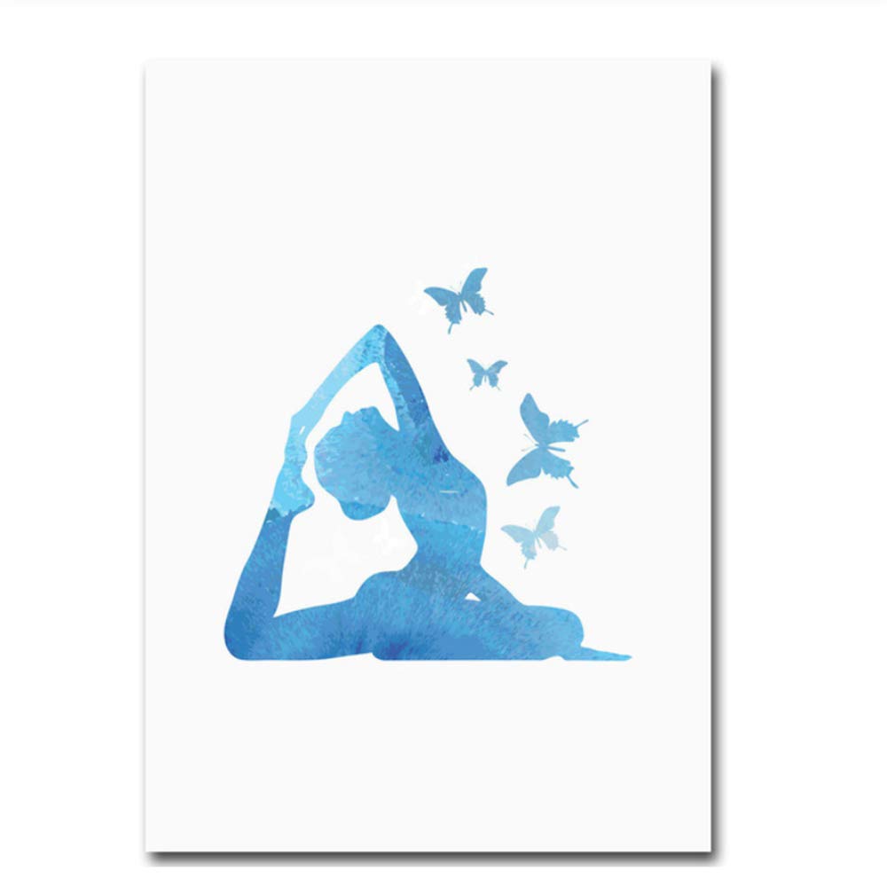 Arte de la Pared Cartel de la Lona Yoga Imagen de la Pared Imprimir Decoración Moderna del hogar Sala de Estar Marco Decoración HD Carteles 50x70cm (19.7 "x27.6) x2 con Marco