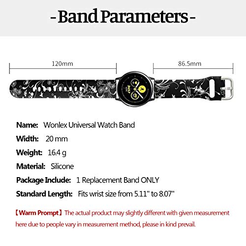 Universal Silicone Watch Band Replacement, 20Mm Soft Straps Compatible With Gizmo Watch/Samsung Galaxy Watch Active/42Mm/Gear Sport/Huawei Watch/Ticwatch Bands (20Mm, Silver Flower) #TOP3