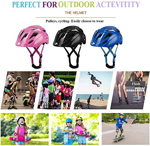 Lamsion Kids Bike Helmet, Toddler Helmet Adjustable for Kids Ages 4-10 Boys Girls, Kids Protective Gear Set Knee Pads Elbow Pads Wrist Guards for Bike, Scooter, Skateboard, Roller Skating, Cycling