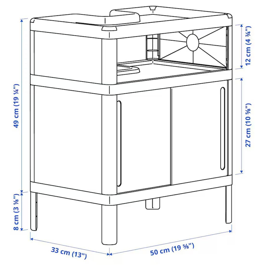 Ikea IVÖSJÖN Wash-Basin Base Cabinet with Sliding Doors, Green, 50x33x57 cm, with Hand Towel, Pink, 40x70 cm 2
