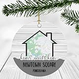 Generic Ornament for Newtown Square PA City State Map - Home Sweet Home Newtown Square Pennsylvania Ornament - New Home, Housewarming Ornament 3 Inch Plastic