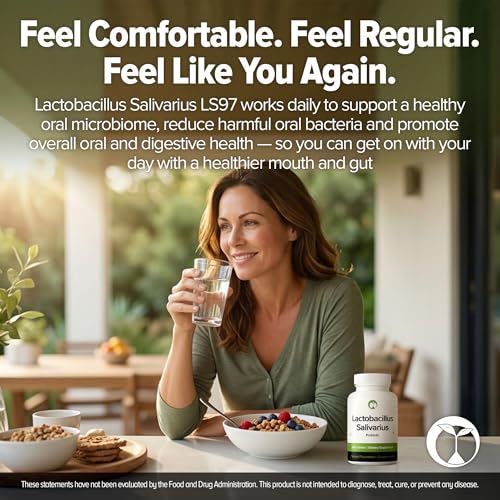Image of Lactobacillus Salivarius Probiotic 240 Tablets (4 Month Supply) - Researched Strain LS97 - 3 Billion CFU - Digestive & Oral Health Support - GMP Certified (240, Lactobacillus Salivarius)