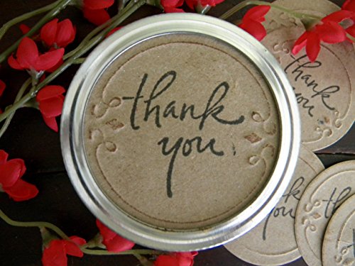 Handmade Thank You Mason Jar Lid Lables Canning Inserts Set of 12
