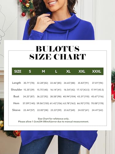 Image of Bulotus Womens Sweaters 2025 Winter Cowl Neck Long Asymmetrical Tunic Sweaters for Leggings Holiday Vacation Tops