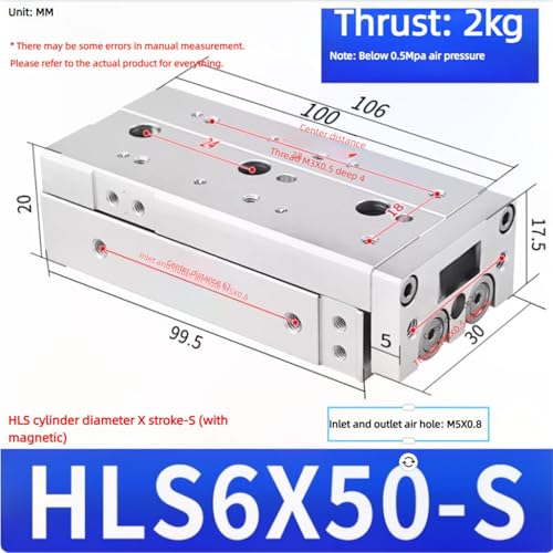 Table coulissante pneumatique HLS6-50 axe de guidage rigide course 50mm