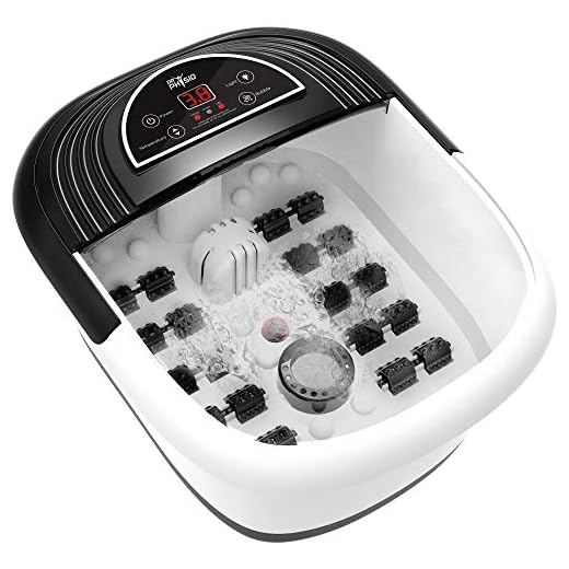 Dr Physio Electric Foot Spa Pedicure Massager Machine with Digital Screen, Bubble, 10 Massage Roller, Heat for Pain Relief-1025 (Black)