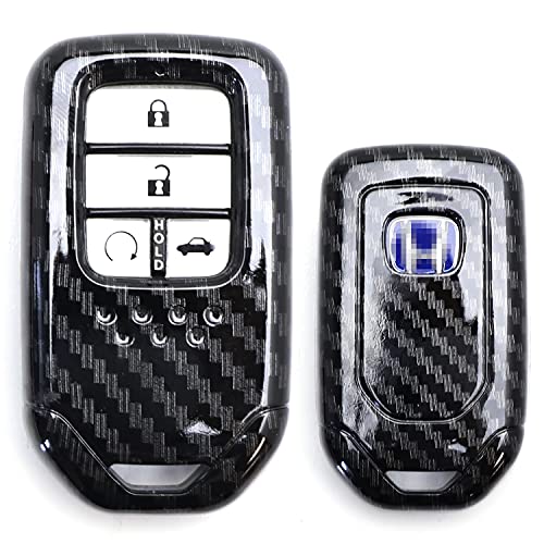 iJDMTOY (1 Exact Fit Gloss Metallic Carbon Fiber Pattern Smart Remote Key Fob Shell Compatible with Honda Accord Civic Crosstour HRV FIT Odyssey, etc