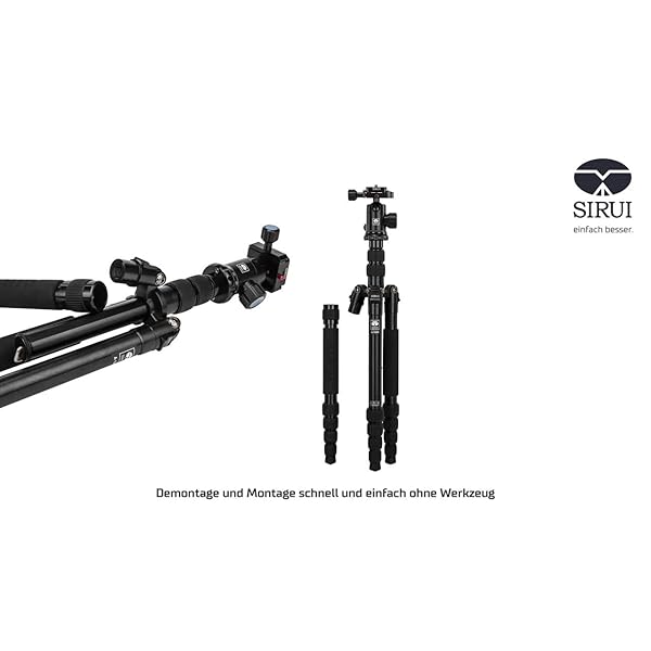 SIRUI NT-1005X/E-10 Universal Traveler Drei-/Einbeinstativ mit E-10 Kopf (Aluminium, Höhe: 148.3cm, Gewicht: 1.44kg, Belastbarkeit: 8kg) mit Tasche, Schwarz – Bild 8