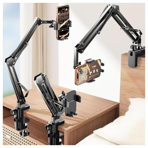 LISEN Cell Phone Holder for Bed Desk, Overhead Phone Mount iPhone Recording