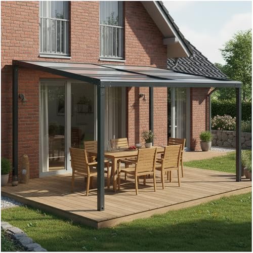 Terrassendach Veranda freistehend mit Schiebedach | Cabrio Überdachung pulverbeschichtet anthrazit...