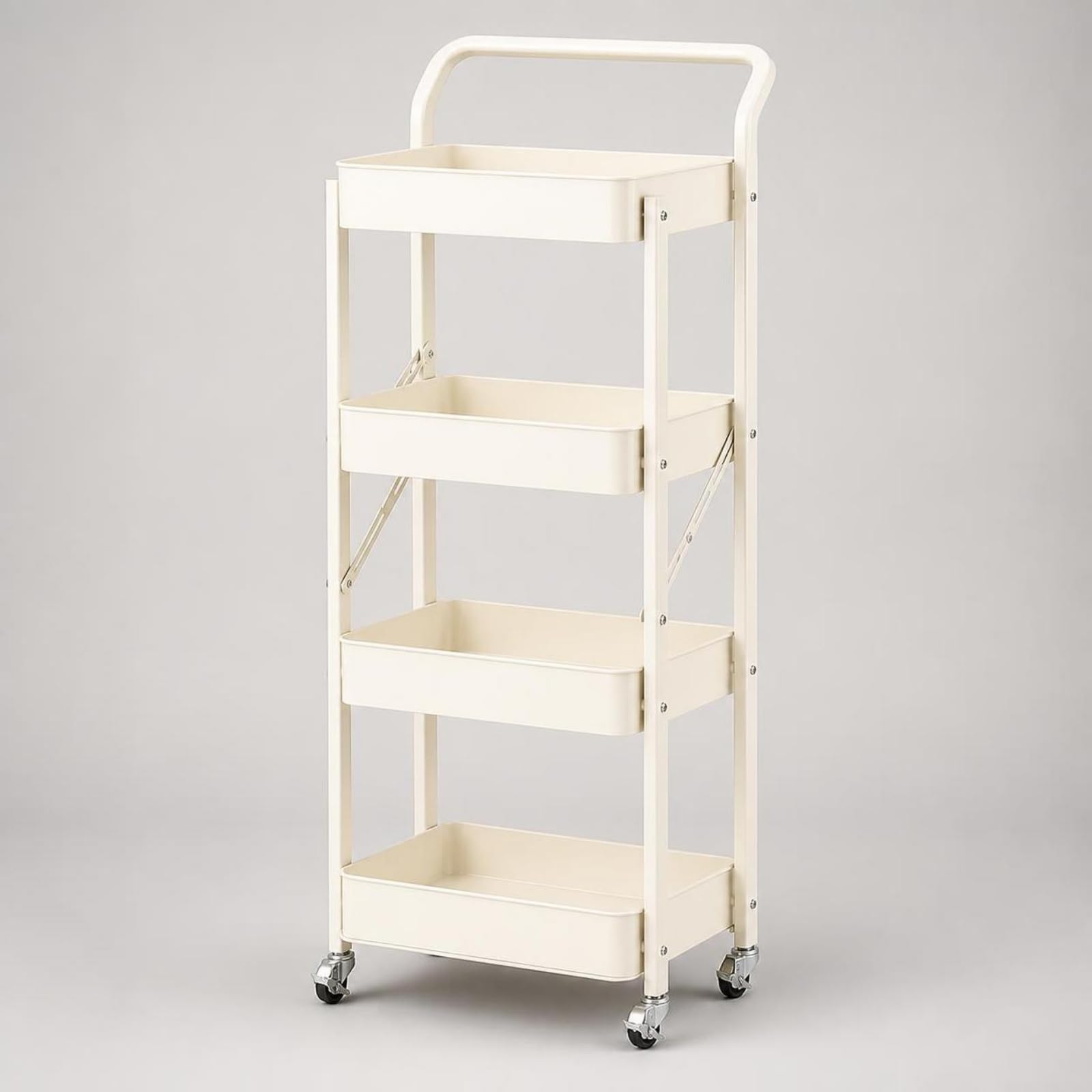Qianly Carrito con Ruedas Plegable Carrito Almacenamiento con Ruedas, Estrecho, para Dormitorio, Negro, Sin Pasamanos