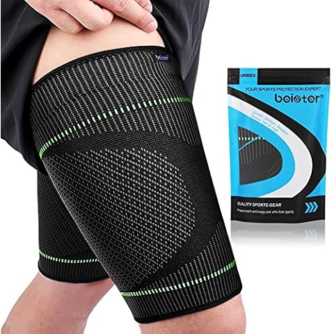 beister Oberschenkelbandage Oberschenkel Kompression Stabilisator, Rutschfest Oberschenkel-Kompressionsbandage für Männer & Damen (2 Stück), Hip Braces für Hip Joint Pain, Quad Hamstring, Arthritis Cover