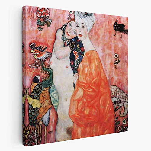 BKstuff   Cuadros modernos, Gustav Klimt, impresión sobre lienzo, decoración de arte clásico (50x50cm, Las Amigas, Gustav Klimt)