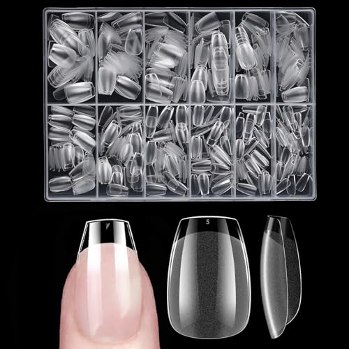 Venares - Puntas de uñas extra cortas para uñas de gel, 500 unidades, cobertura completa, 12 tamaños, gel suave, prensa de uñas para uñas de gel, uñas postizas, cortas, XS, con caja