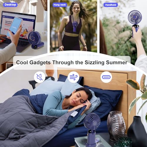 Image of 5 PCS Portable Handheld Fan, 12 hours Upgrade 3200mAh Mini Fan with Stand, 90 Foldable, 5 Speed Wind, 3 in 1 Personal Small Fans, Makeup Fans for Women (Purple, Green,Pink,Blue,White)