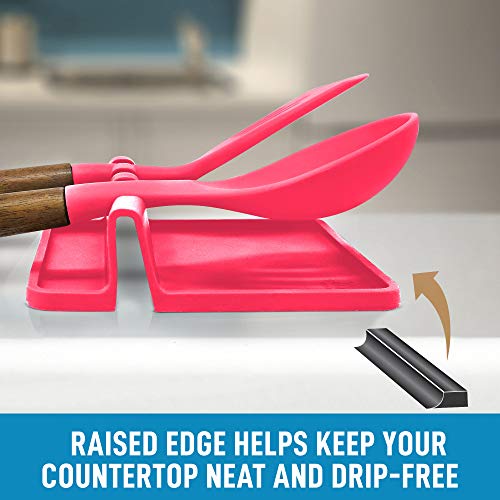 Image of Zulay Kitchen Silicone Utensil Rest with Drip Pad for Multiple Utensils - BPA-Free, Heat-Resistant Spoon Rest & Spoon Holder for Stove Top - Kitchen Utensil Holder for Ladles & Tongs - Honeysuckle