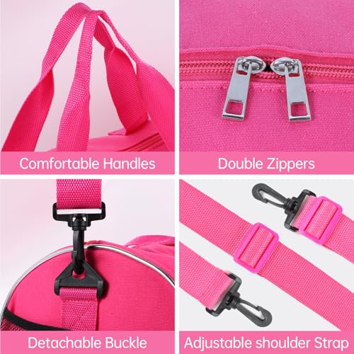 Dance Duffle Bag for Girls Sport Gym Bags Overnight Travel Bags Fun Dance Workout Duffel Bag with Adjustable Carry On and Handy Pouch for Dancers, Girls, Teens, Student Athletes (Style-2)3