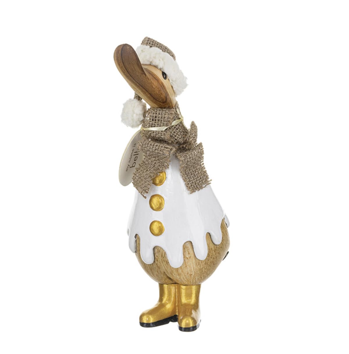 Dcuk Gold Gilded Caramel Christmas Wooden Ducklings - Snowman Design