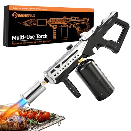 Sakerplus Propane Torch 3272F High Power Torch Gun with Adjustable Flame & Safety Lock Heavy Duty Blow Torch for BBQ Sous Vide Steak Searing Campfire & Charcoal Starter (Tank Not Included)