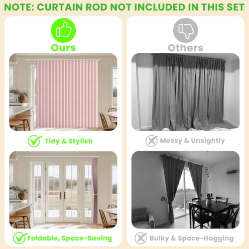 Image of AJAZZ Blackout Accordion Door Curtain 1 Panel 98 inchx78 inch Pink - Magnetic Folding Room Divider, No-Drill Sliding Patio Closet