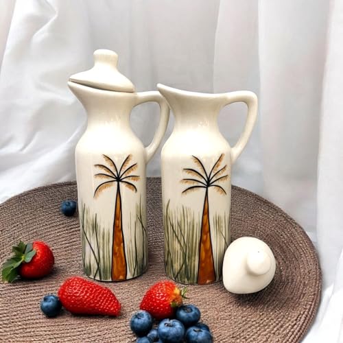 Image of MALAIKAH Ceramic Oil Dispenser Khajur Pack of 2 for Kitchen, Dining, Gifting, Home & Kitchen Decor