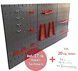 Material: Metall in Stärke 0.6 | Einbrennlackiert in Grau und Rot | Schlüssel Lochung 30 mm | beliebig erweiterbar