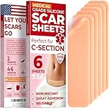 Medical Grade Silicone Scar Sheets - 6pk (7”x1.6”) - Visible Difference on C-Section Scars - Reusable Silicone Sheets for Scars - Easy to Use C Section Scar Silicone Strips