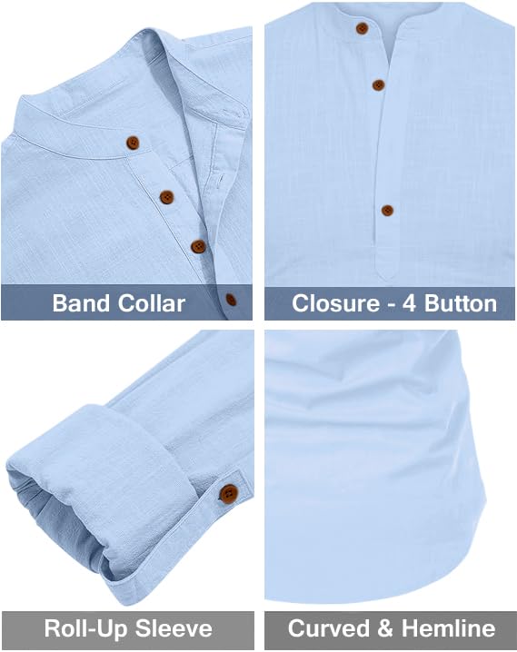 Image of ROYALSCOUT Combo of Men's Solid Cotton Blend Full Sleeve Straight Kurta Shirt (Pack of 2)