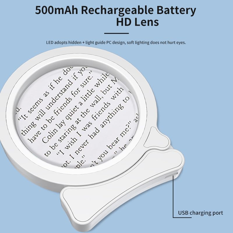 Magnifying Glass with Light 30x Powerful Magnifying Glass - Magnifying Glass for Reading Large Magnifying Glass Hand Held Magnifying Glass with Light Magnifiers for Seniors White Color
